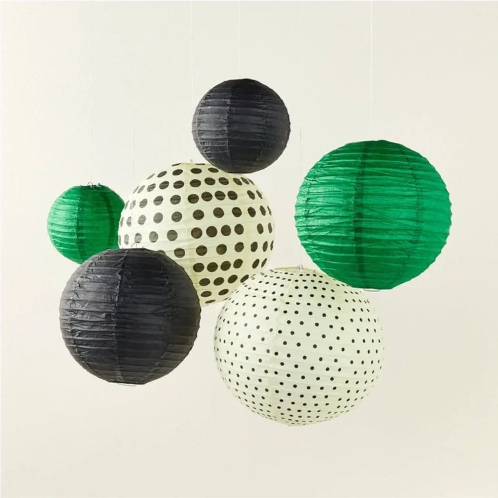 KATE SPADE NWT 6pc polka dot novelty lantern set -black/white/green
